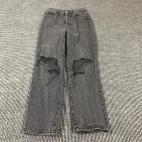 PacSun Denim - Pacsun Jeans Womens 25  Black Denim Dad Jean Distressed Baggy High‎ Rise 25x30